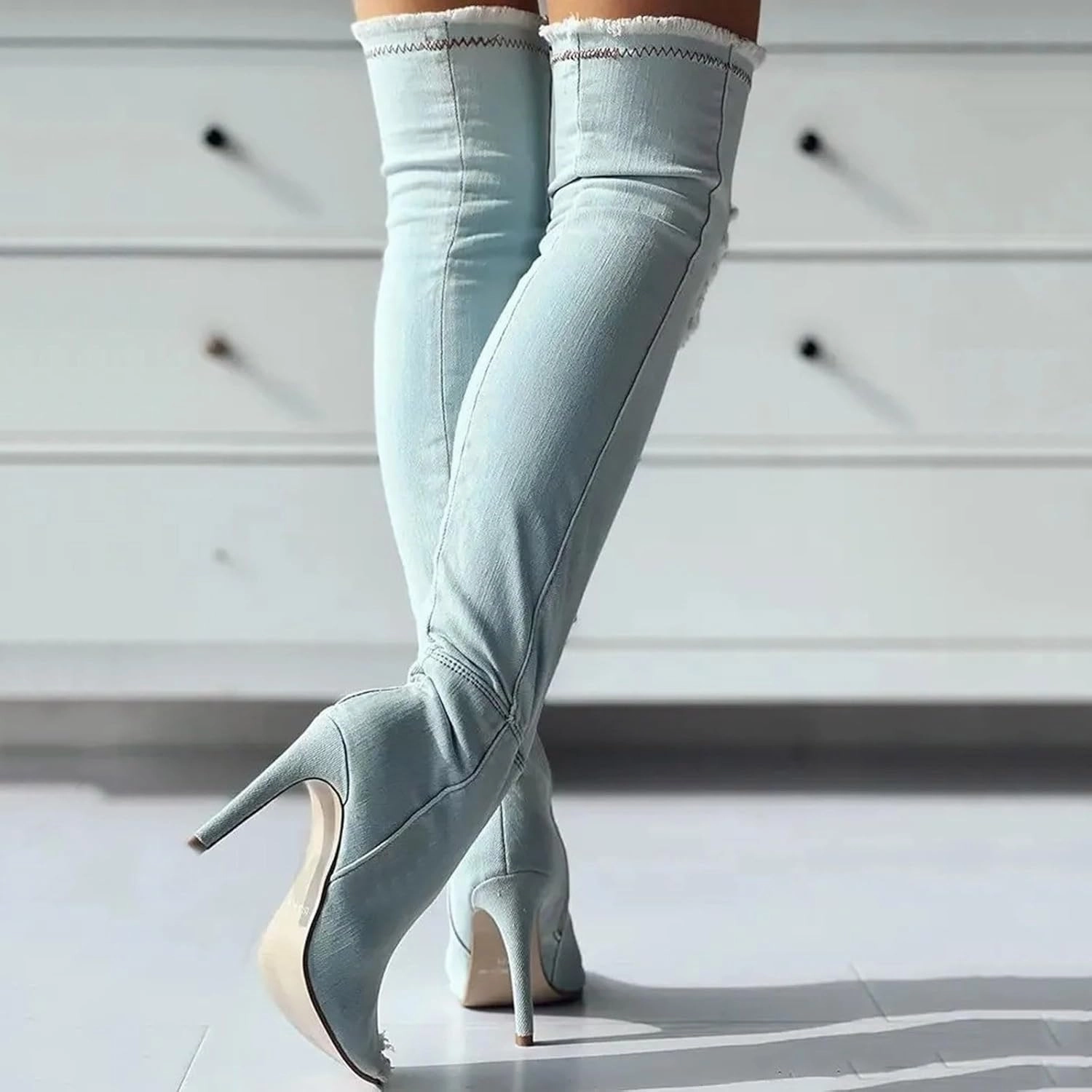 Dress Pants And Knee High Boots Knee High Boots Women Low Heel Winter Boots for Women Fashion Open Cowboy Knee High Boots Skinny Open Toe Shoes