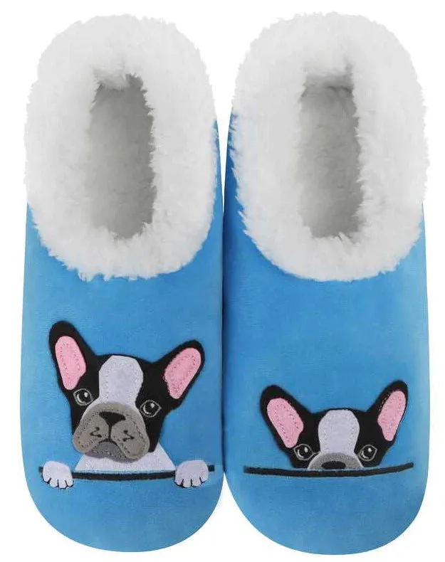 Dark Onyx Slides Snoozie Blue Frenchie Slippers