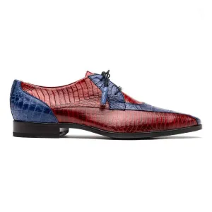 Marco Di Milano Moncalieri Dress Derby Navy/Red Alligator and Cobra Shoes Dresses For Flat Shoes