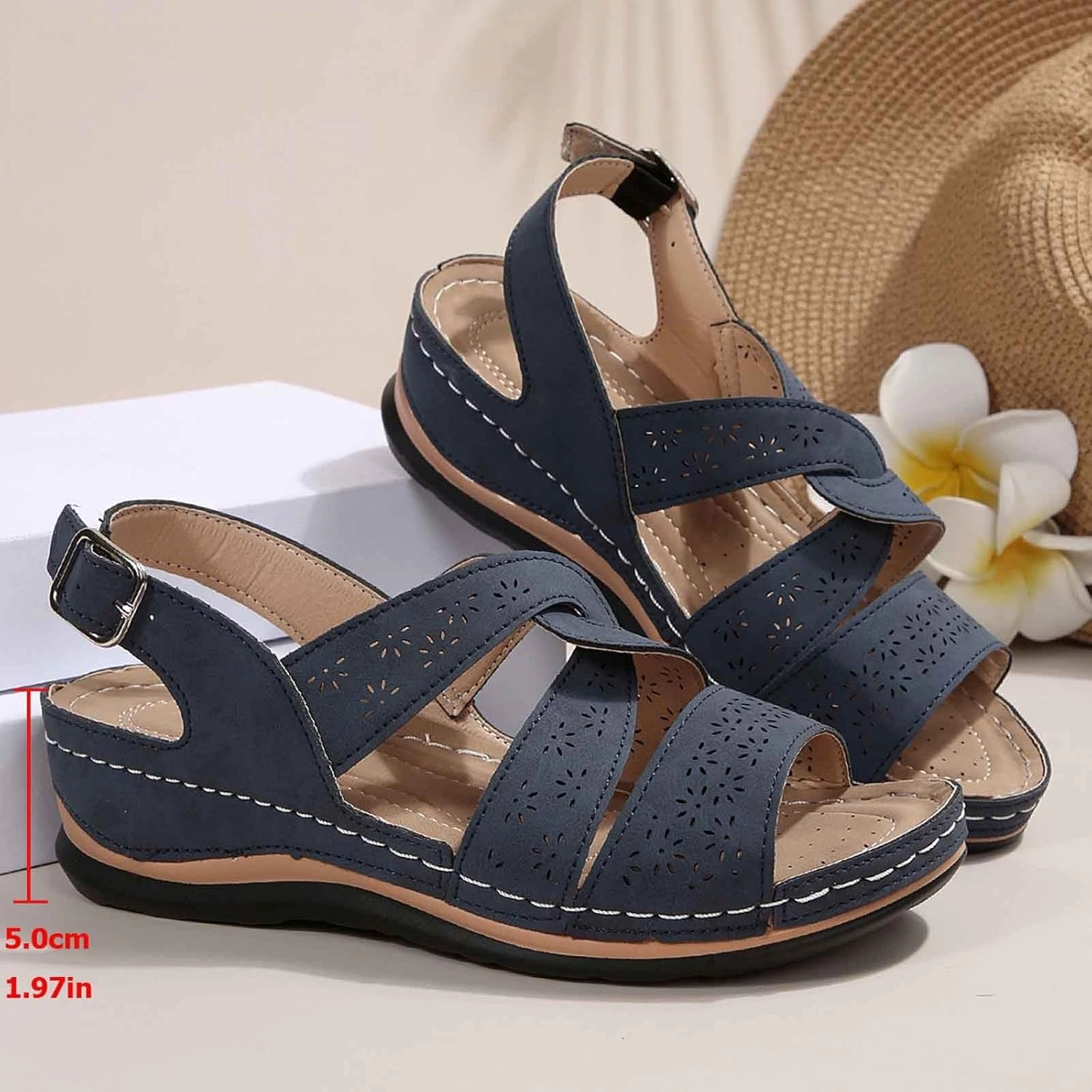 Women's Wedge Sandals Summer Open Toe Platform Espadrilles Casual Comfortable Walking Shoes for Outdoor Beach Nike Renew Retaliation Tr Training Shoes