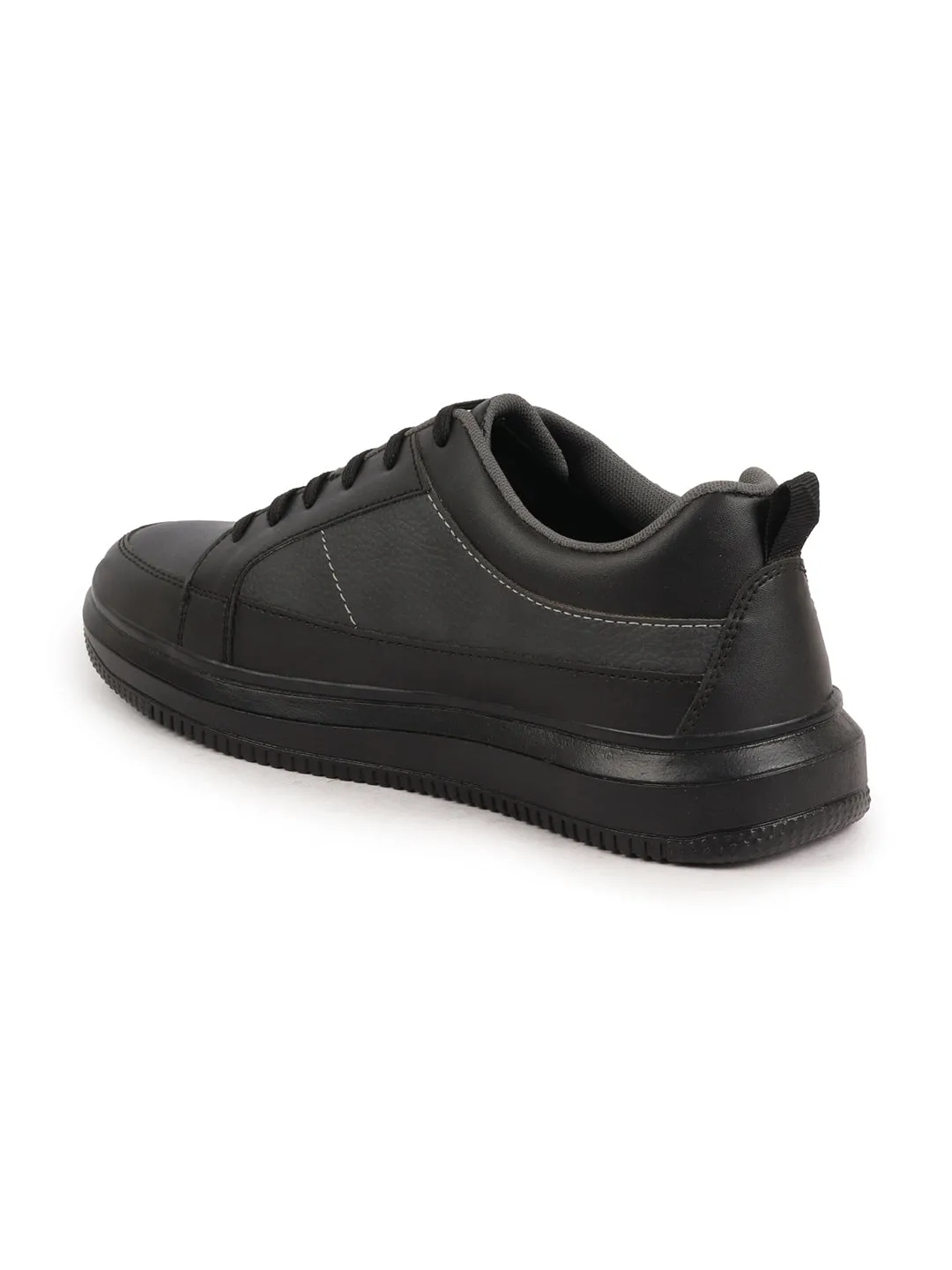 Men Black Classic Chunky Lace Up Sneaker Ankle Shoes|Walking|Low Top|Casual Shoe Best Walking Gym Shoes