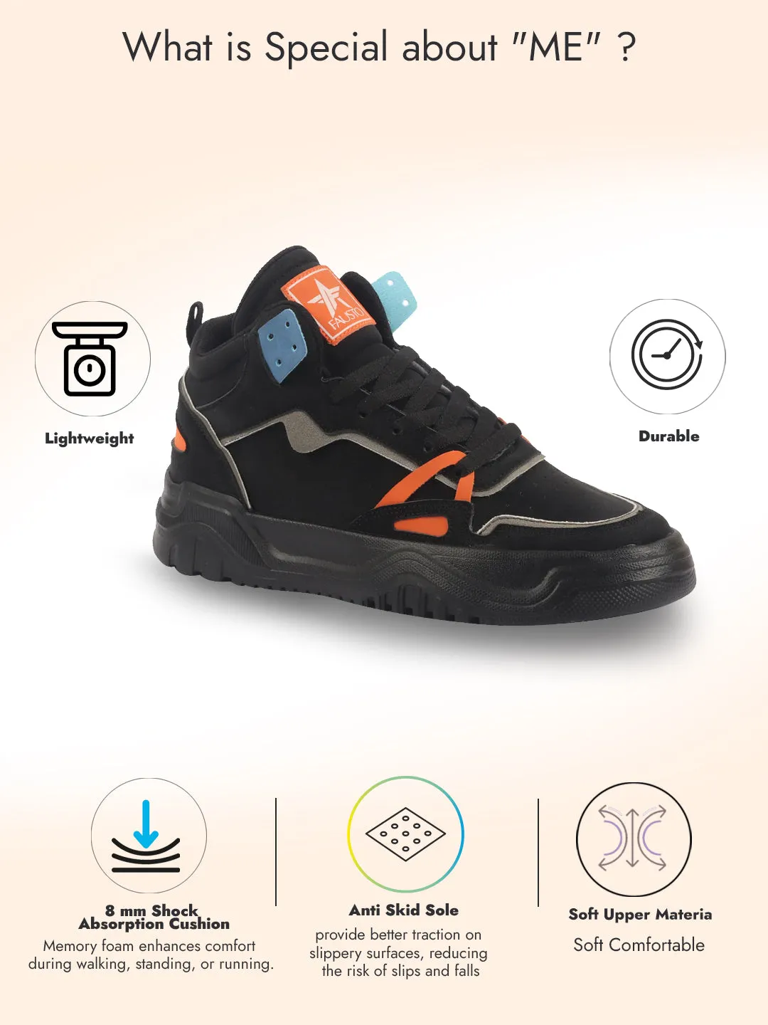 Men Black Colorblocked High Top Feather Lite Lace Up Sneakers|High Ankle Sneaker Shoes|Chunky Lace Up Casual Shoes Yellow High Heels For Prom