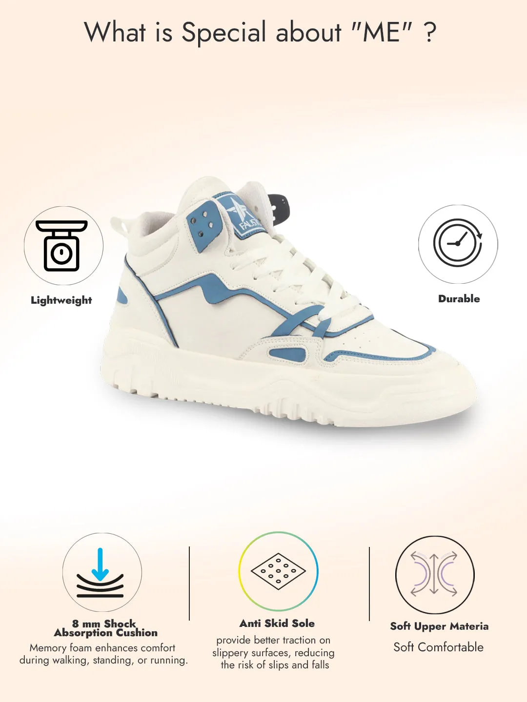 Men Blue Colorblocked High Top Feather Lite Lace Up Sneakers|High Ankle Sneaker Shoes|Chunky Lace Up Casual Shoes Sexy Feet On High Heels