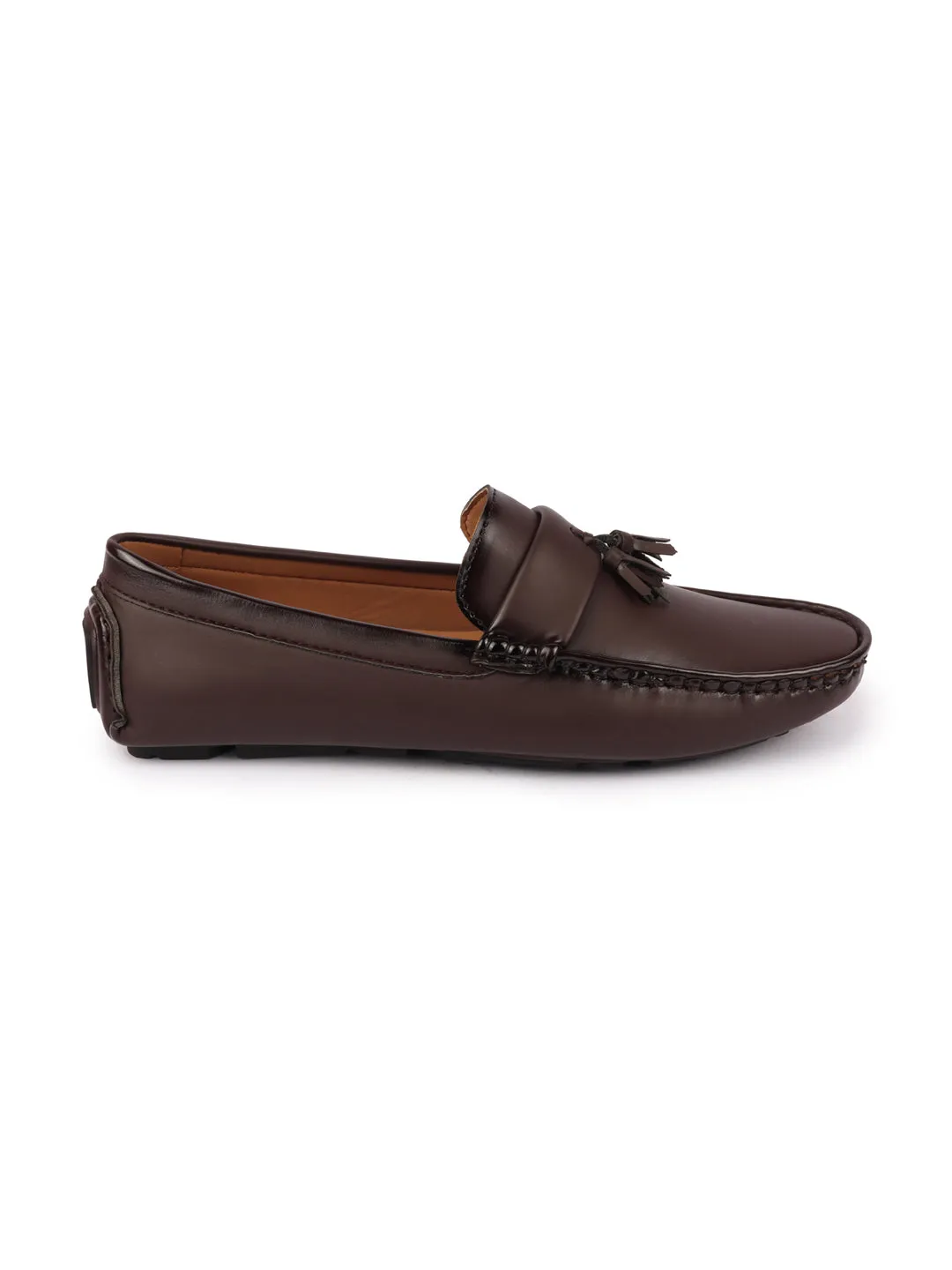 Tuxedo Loafers Men Brown Driving Outdoor Tassel Loafer and Moccasin Shoes
