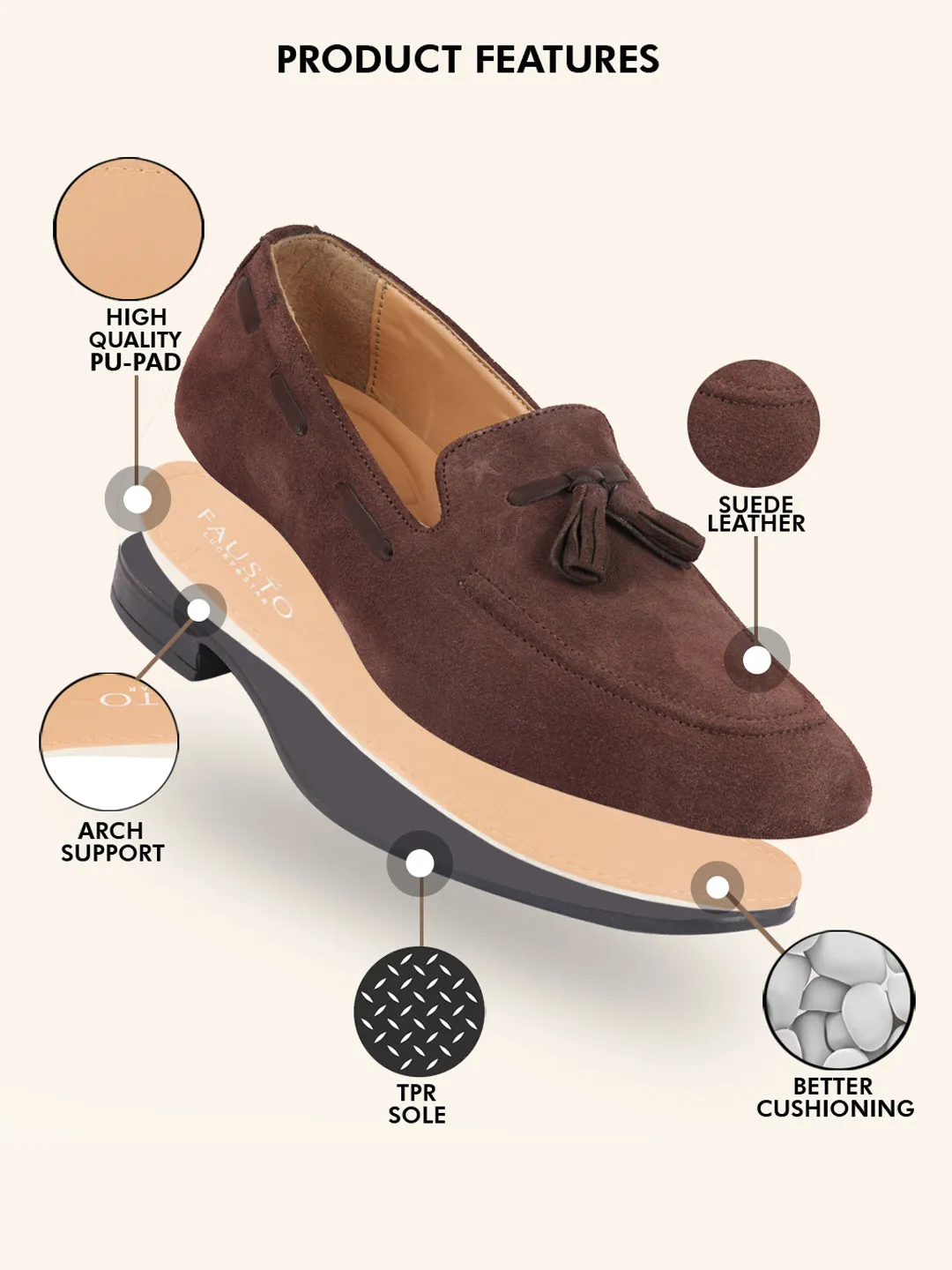 Green Loafers Men Brown Suede Leather Casual Tassel Loafer Shoes