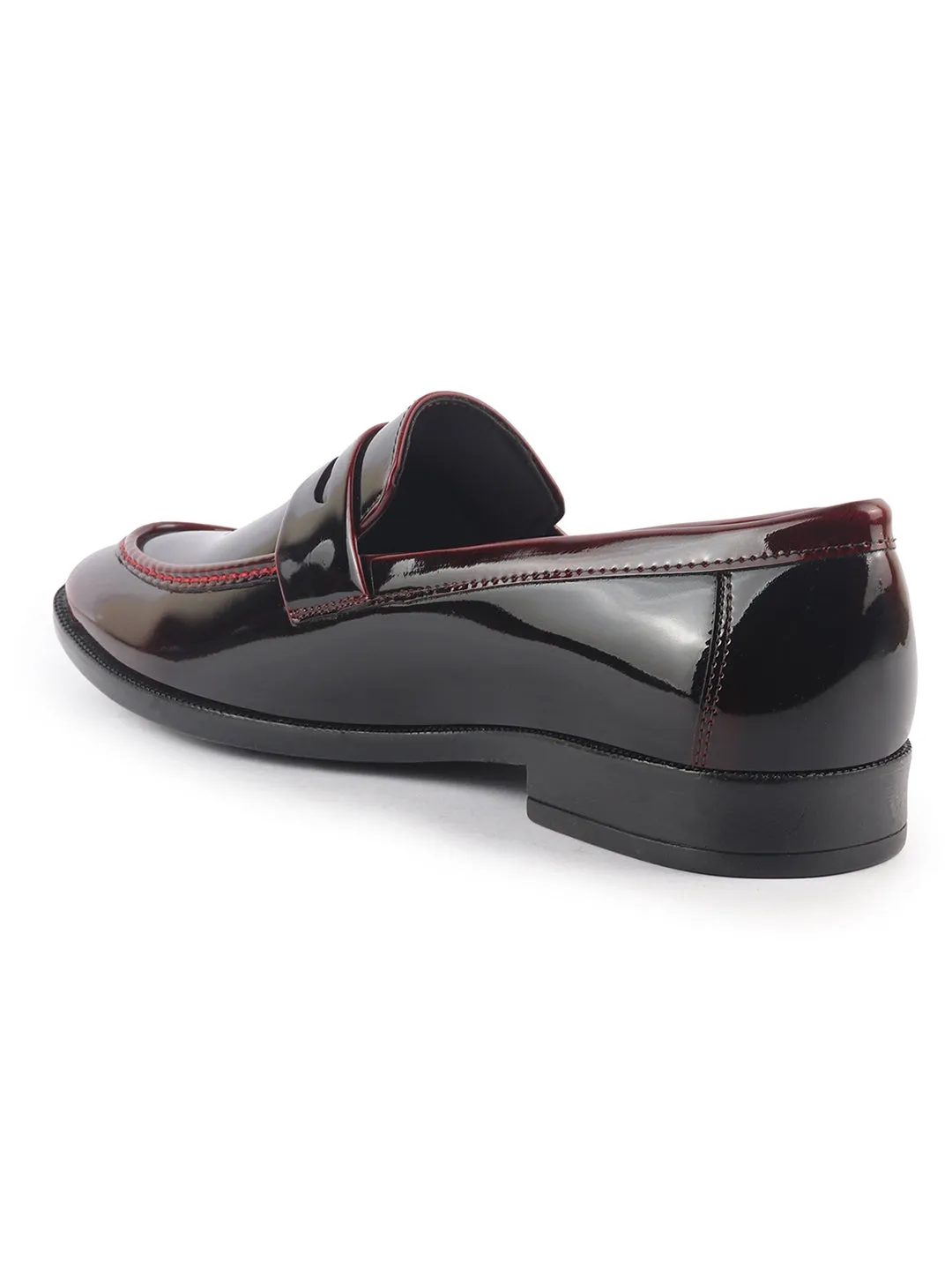 Men Cherry Classic Patent Leather Party Formal Slip On Shoes|Extra Cushioned Insole Tuxedo Loafers for Wedding, Reception, Cocktail|Slip Resistant Lightweight Sole Hunter Shoes