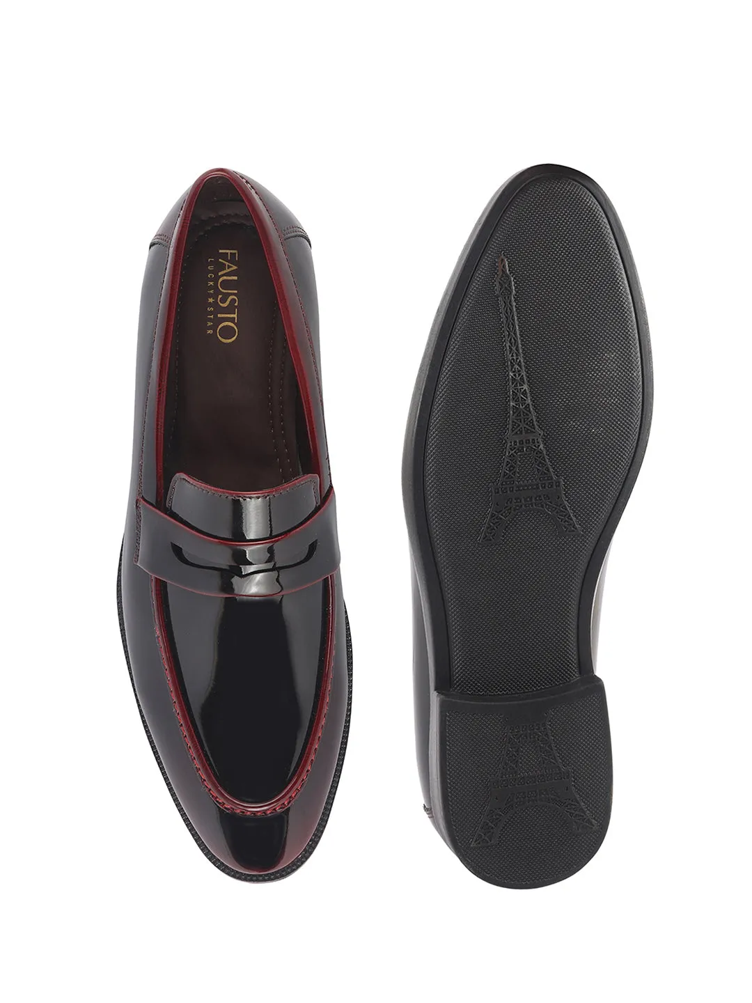 Satin Peep Toe Heels Men Cherry Classic Patent Leather Party Formal Slip On Shoes|Extra Cushioned Insole Tuxedo Loafers for Wedding, Reception, Cocktail|Slip Resistant Lightweight Sole