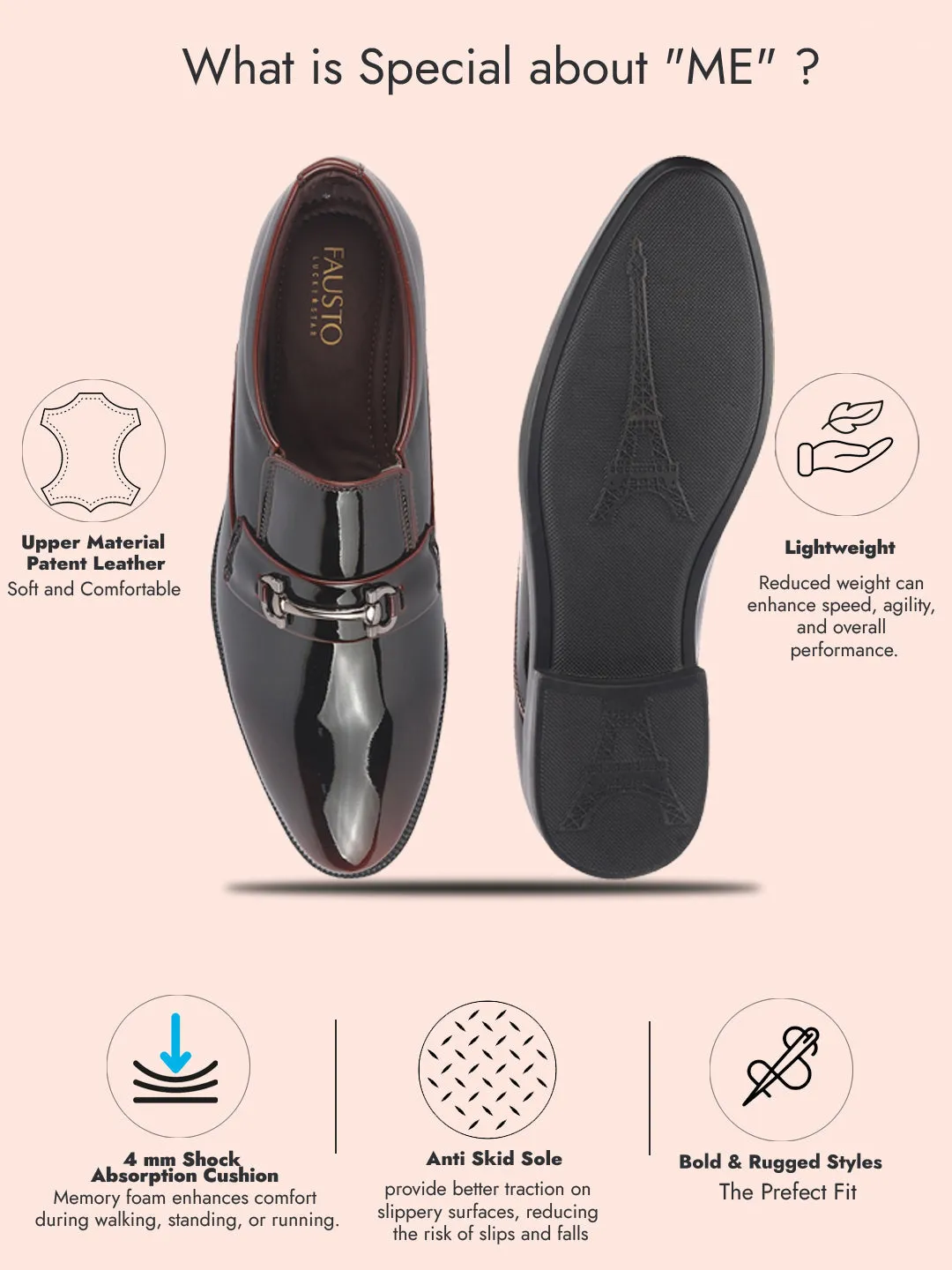 Men Cherry Horsebit Buckle Patent Leather Party Formal Slip On Shoes|Extra Cushioned Insole Tuxedo Loafers for Wedding, Reception, Cocktail|Slip Resistant Sole High Boots Stiletto Heels