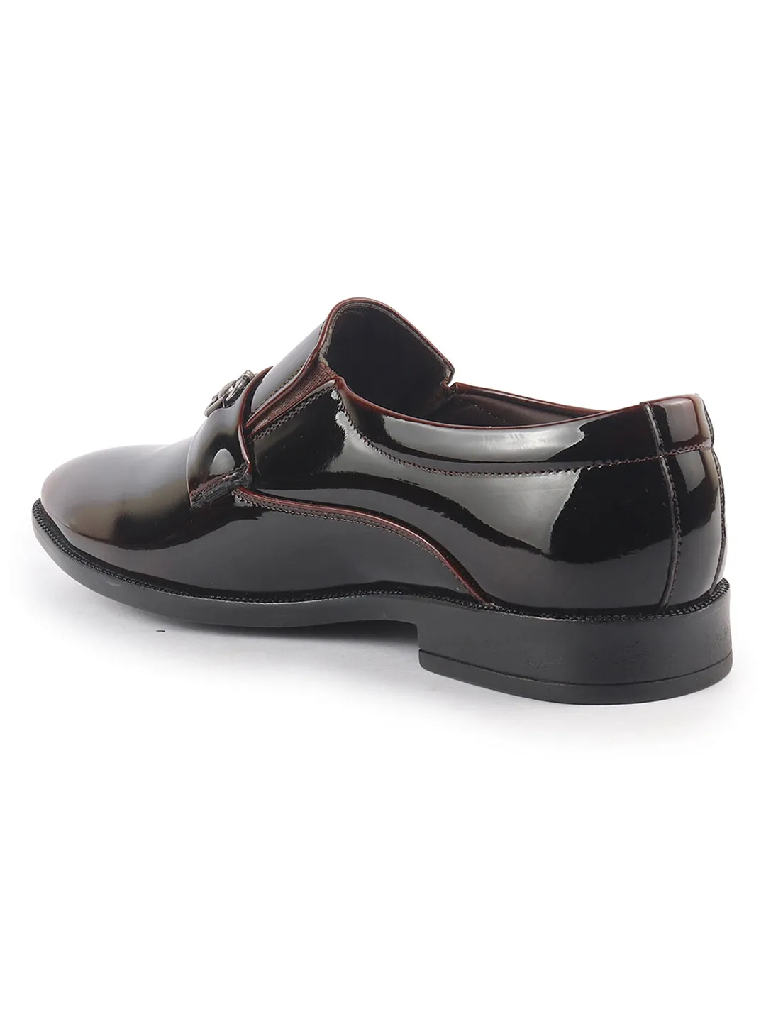 High Heels Cost Men Cherry Horsebit Buckle Patent Leather Party Formal Slip On Shoes|Extra Cushioned Insole Tuxedo Loafers for Wedding, Reception, Cocktail|Slip Resistant Sole