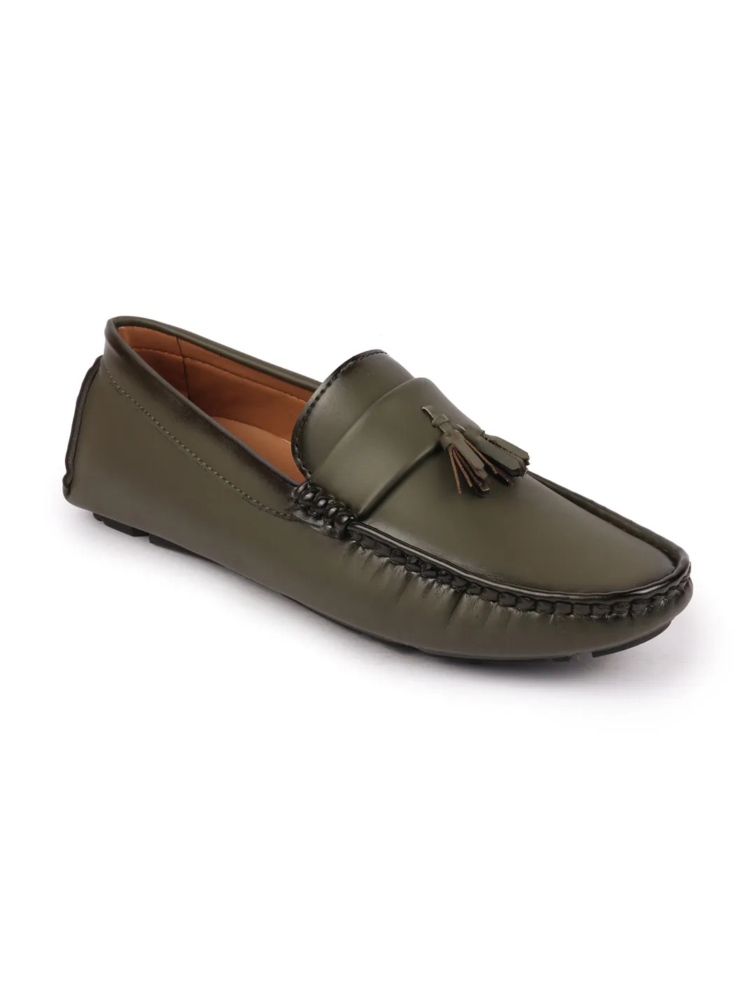 Ivy Loafers Men Olive Driving Outdoor Tassel Loafer and Moccasin Shoes