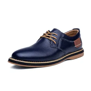 Men Oxford Genuine Leather Dress Shoes Brogue Lace Up Flats Men Casual Moccasins Fashion Office Walking Footwear Fashionable Best Walking