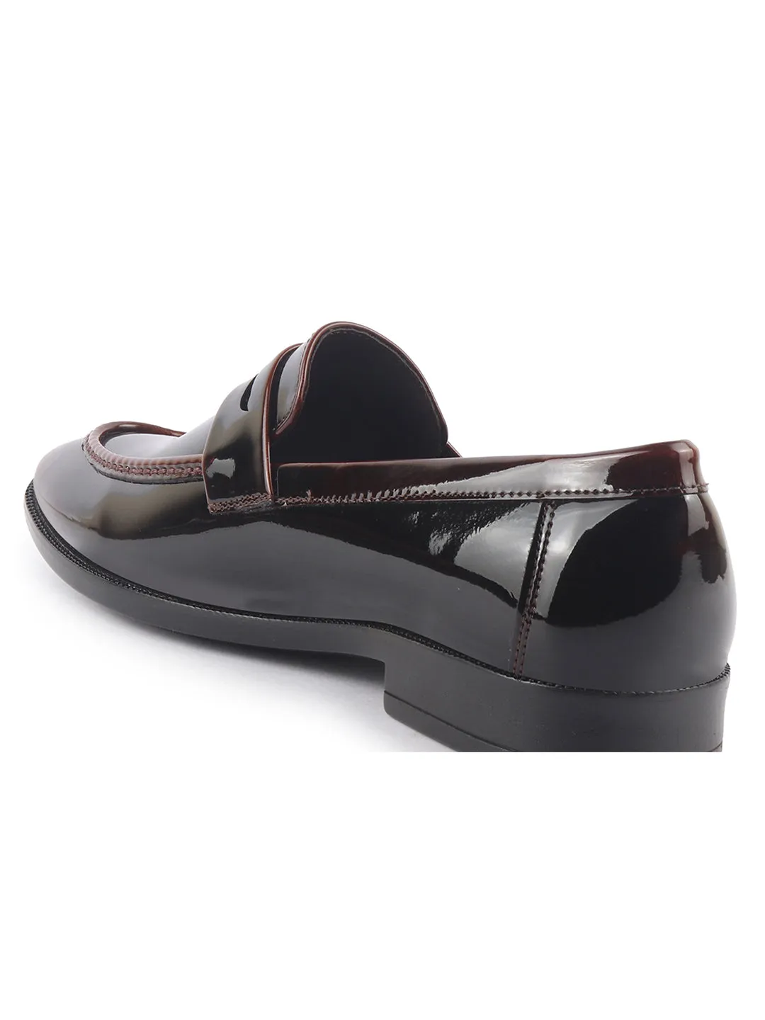 Men Pink Classic Patent Leather Party Formal Slip On Shoes|Extra Cushioned Insole Tuxedo Loafers for Wedding, Reception, Cocktail|Slip Resistant Lightweight Sole High Heel Charm Bracelet