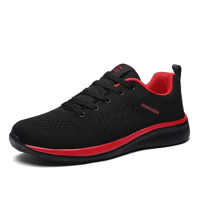 Men Running Shoes Breathable Male Comfortable Mesh Lace-up Sport Shoes Trend Lightweight Flexible Soft Outdoor Walking Sneakers