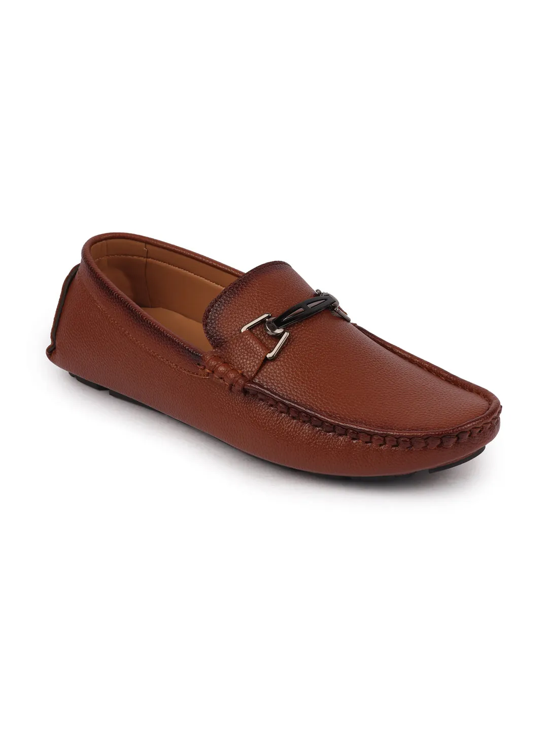 Men Tan Casual Slip On Textured Stitched Design Driving Loafer and Moccasin Shoes Summer Loafers