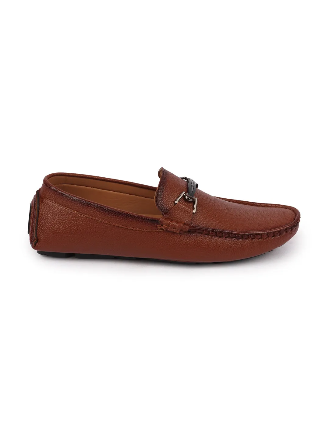 Men Tan Casual Slip On Textured Stitched Design Driving Loafer and Moccasin Shoes Loafers Marshalls