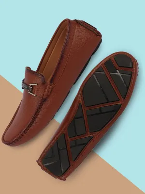 Men Tan Casual Slip On Textured Stitched Design Driving Loafer and Moccasin Shoes Florsheim Loafers