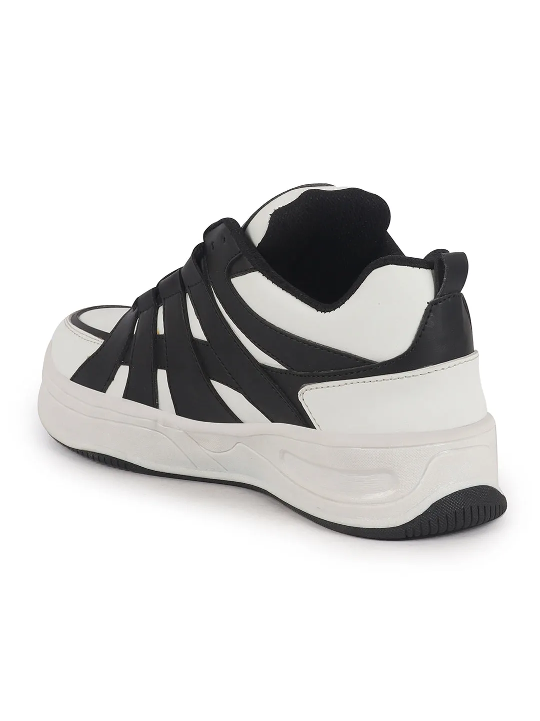 Good Shoes For Walking Around Men White Colorblocked Lace Up Sneakers| Sports Running Shoes|Anti-Skid Phylon Sole|Lace-Up Athleisure Shoes|Walking Shoes