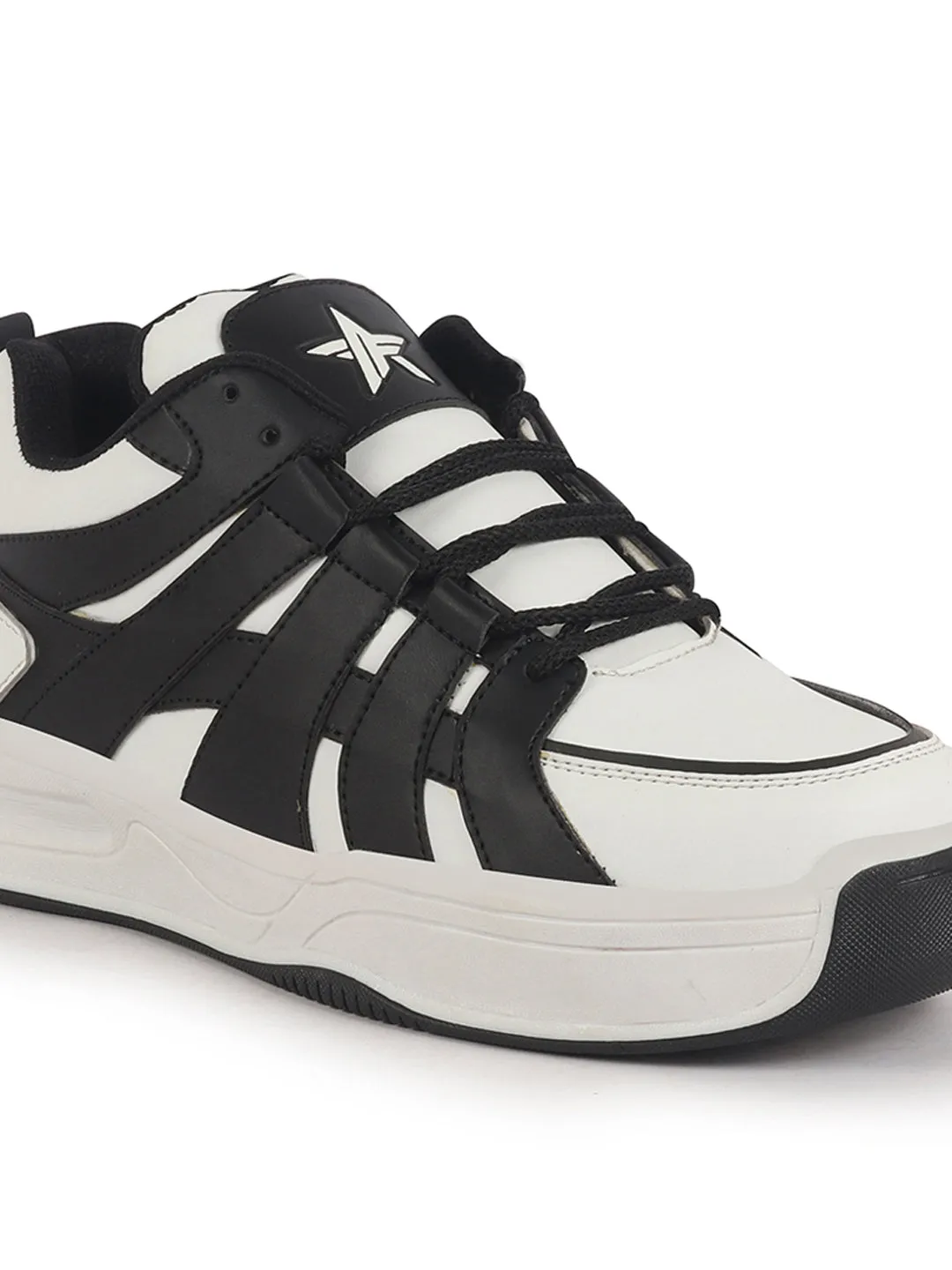 For Standing And Walking All Day Men White Colorblocked Lace Up Sneakers| Sports Running Shoes|Anti-Skid Phylon Sole|Lace-Up Athleisure Shoes|Walking Shoes