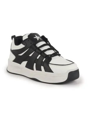 Men White Colorblocked Lace Up Sneakers| Sports Running Shoes|Anti-Skid Phylon Sole|Lace-Up Athleisure Shoes|Walking Shoes Plantar Fasciitis Walking Shoes