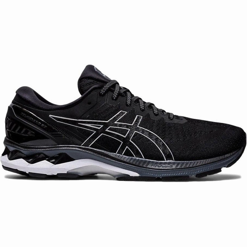 Men's Asics Gel-Kayano 27, Black/Pure Silver, 12 4E Extra Wide Asics Running Shoes Plantar Fasciitis