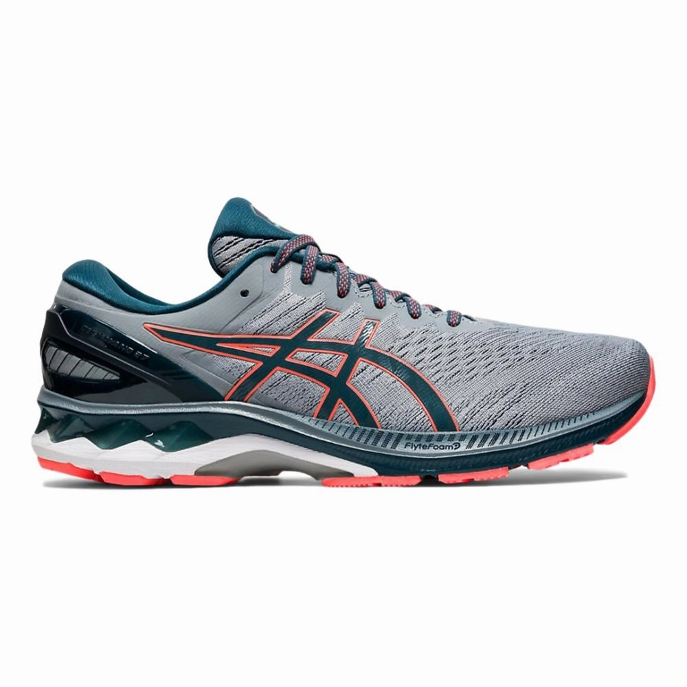Best Asics Running Shoes Long Distance Men's Asics Gel-Kayano 27, Sheet Rock/Magnetic Blue, 9 2E Wide