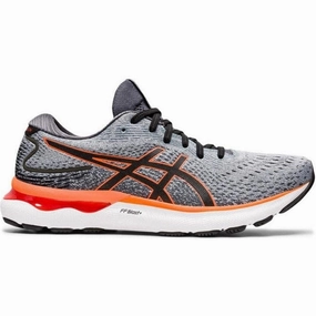Men's Asics Gel-Nimbus 24, Sheet Rock/Shocking Orange, 9.5 2E Wide Asics Running Shoes Gel Contend 8