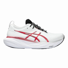 Novak Djokovic Shoes Asics Men's Asics Gel-Nimbus 25 Anniversary, White/Classic Red, 15 D Medium