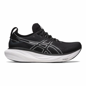 Men's Asics Gel-Nimbus 25, Black/Pure Silver, 6 2E Wide Asics Gel-kayano Lite Running Shoes