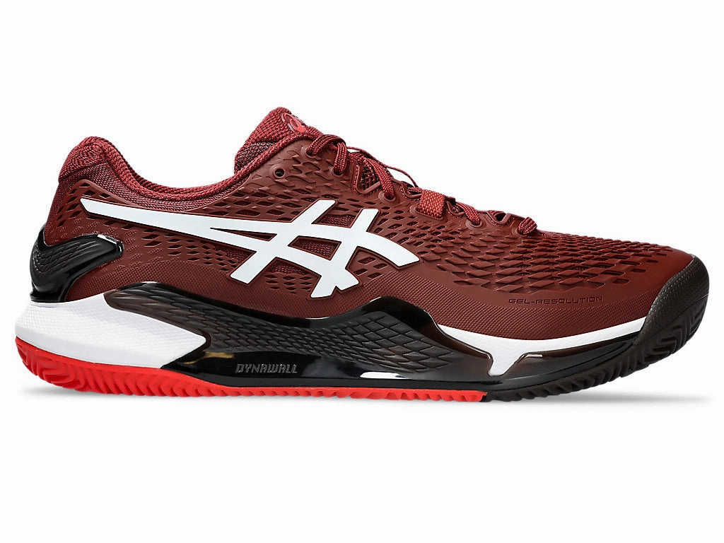 Men's Asics Gel-Resolution 9 Clay, Antique Red/White, 9 D Medium Asics Gt 2000 Gore Tex Waterproof Running Shoes