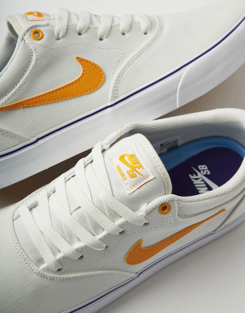 Nike SB Chron 2 Canvas Skate Shoes - Summit White/University Gold Nike Shoes Draw