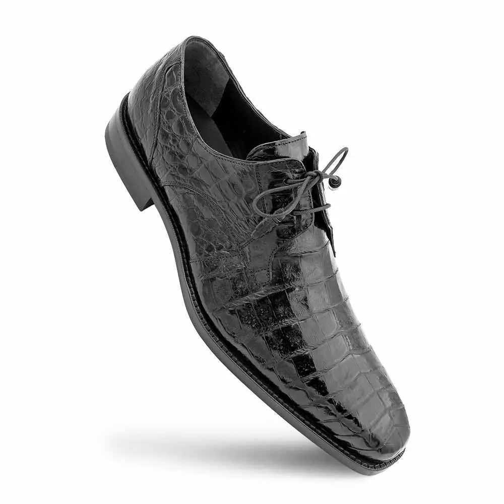 Prom Shoes For Dress Mezlan of Spain Genuine Crocodile Skin Black Derby Shoes ANDERSON (USA Men Size)