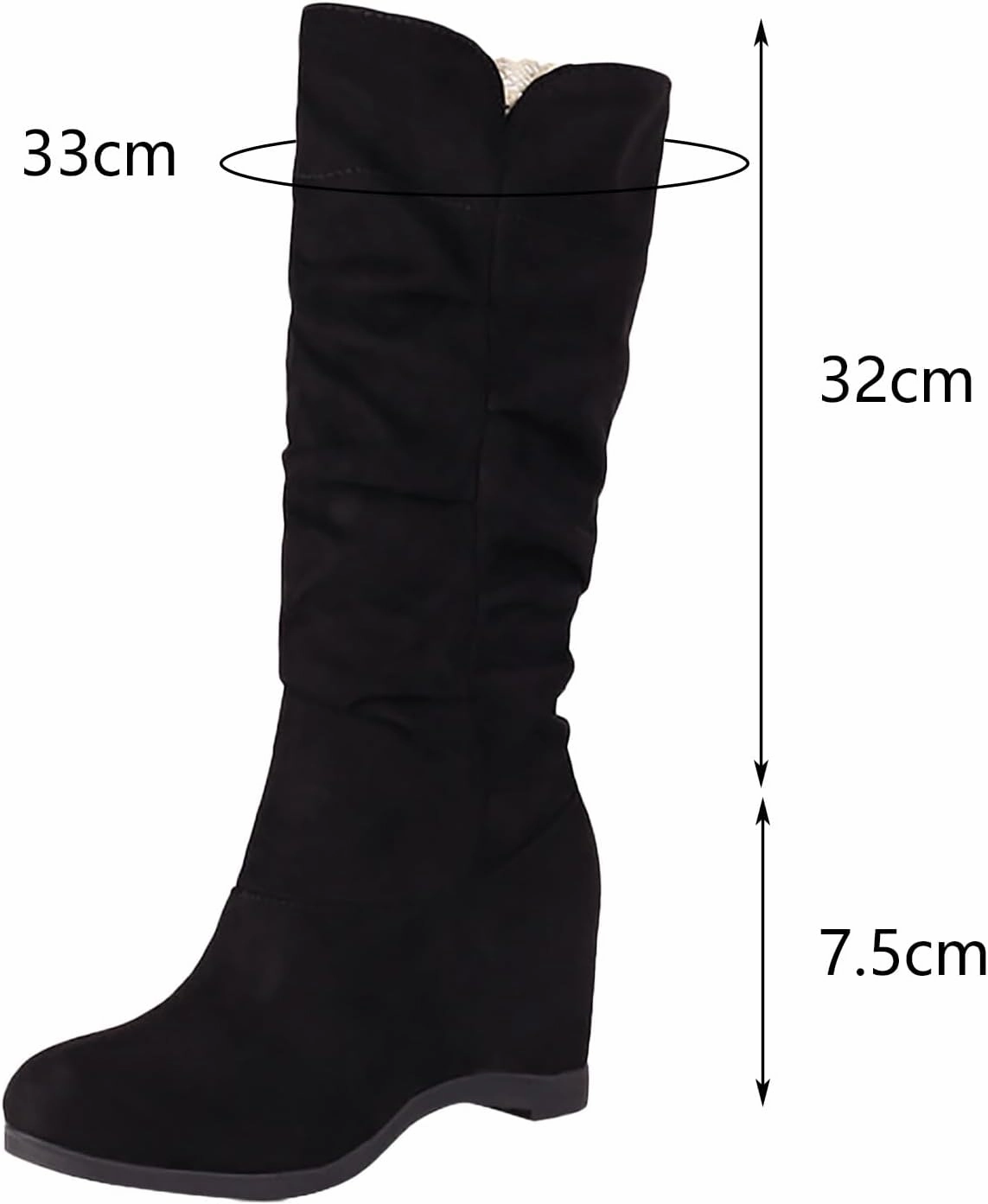 Max Hardware Leather Knee High Boots Mid Calf Boots for Women Ankle Boots for Women Frosted Suede Solid Color Slope Heeled Thigh High Boots Knee High Boot