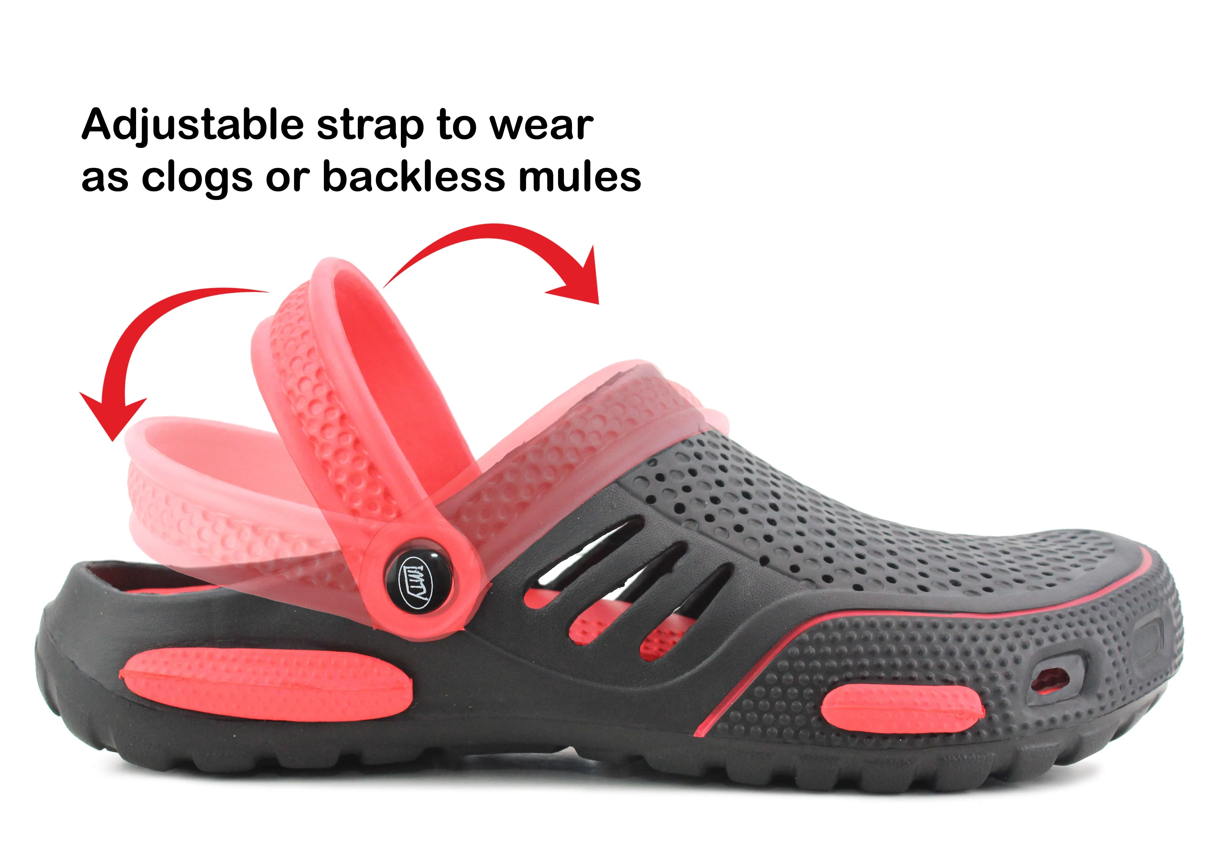 Mens Lightweight EVA Beach Clogs Summer Breathable Kitchen Garden Hospital Nurse Pool Water Shoe Mules Sandals  Black Red Hinged Clogs