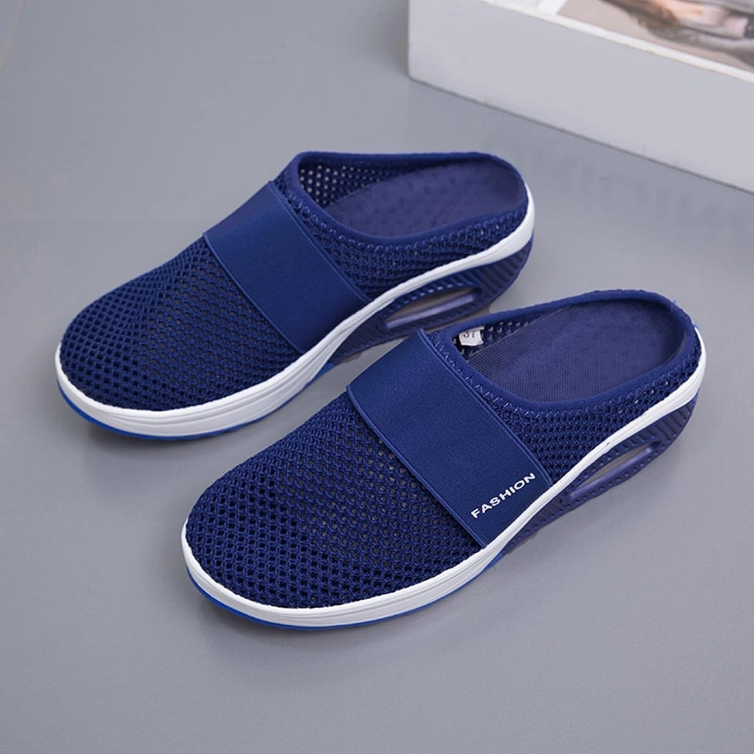 Mules Shoes for Women Backless Walking Sneakers Mesh Air Cushion Orthopedic Diabetic Shoes Backless Breathable Arch Support Sandals Outdoor Slippers Wide Width Clogs Cubs Tennis Shoes