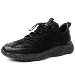 Wide Toe Box Walking Shoe Walking Shoe New NEW Brand High Quality All Black Men's Leather Casual Shoes Fashion Breathable Sneakers Fashion Flats Big Plus Size 38-44 R5-27