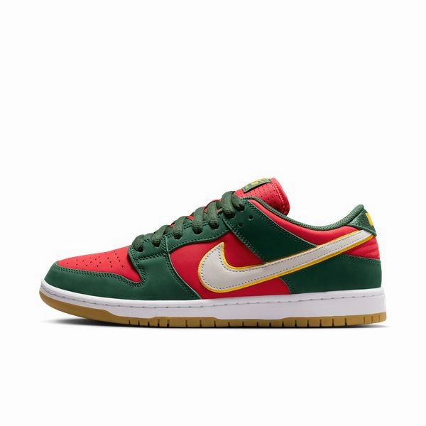 Light Nike Shoes Nike SB Dunk Low Pro Premium "Super Sonics" Fir - White- University Gold - Fire Red