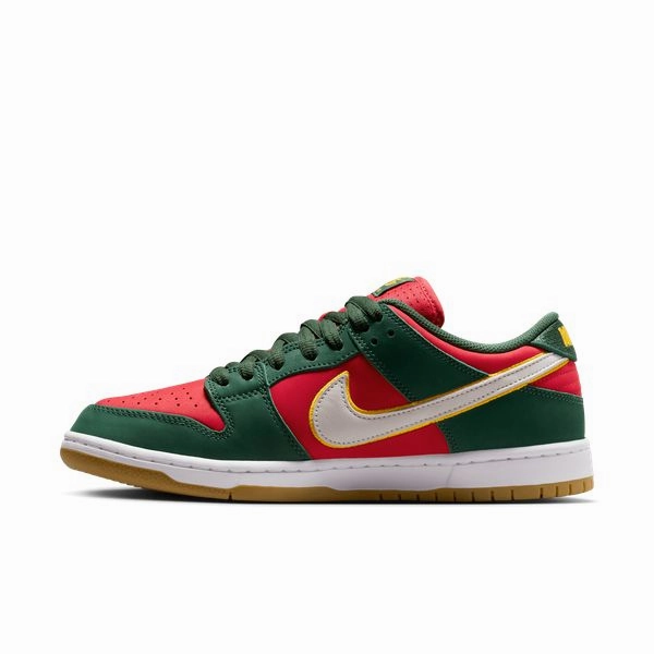 Nike SB Dunk Low Pro Premium "Super Sonics" Fir - White- University Gold - Fire Red Raider Nike Shoes