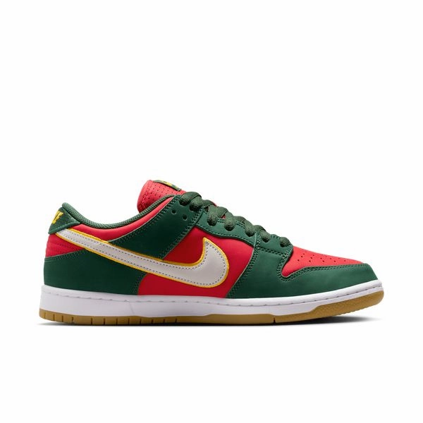 Nike SB Dunk Low Pro Premium "Super Sonics" Fir - White- University Gold - Fire Red Nike Sizing Guide