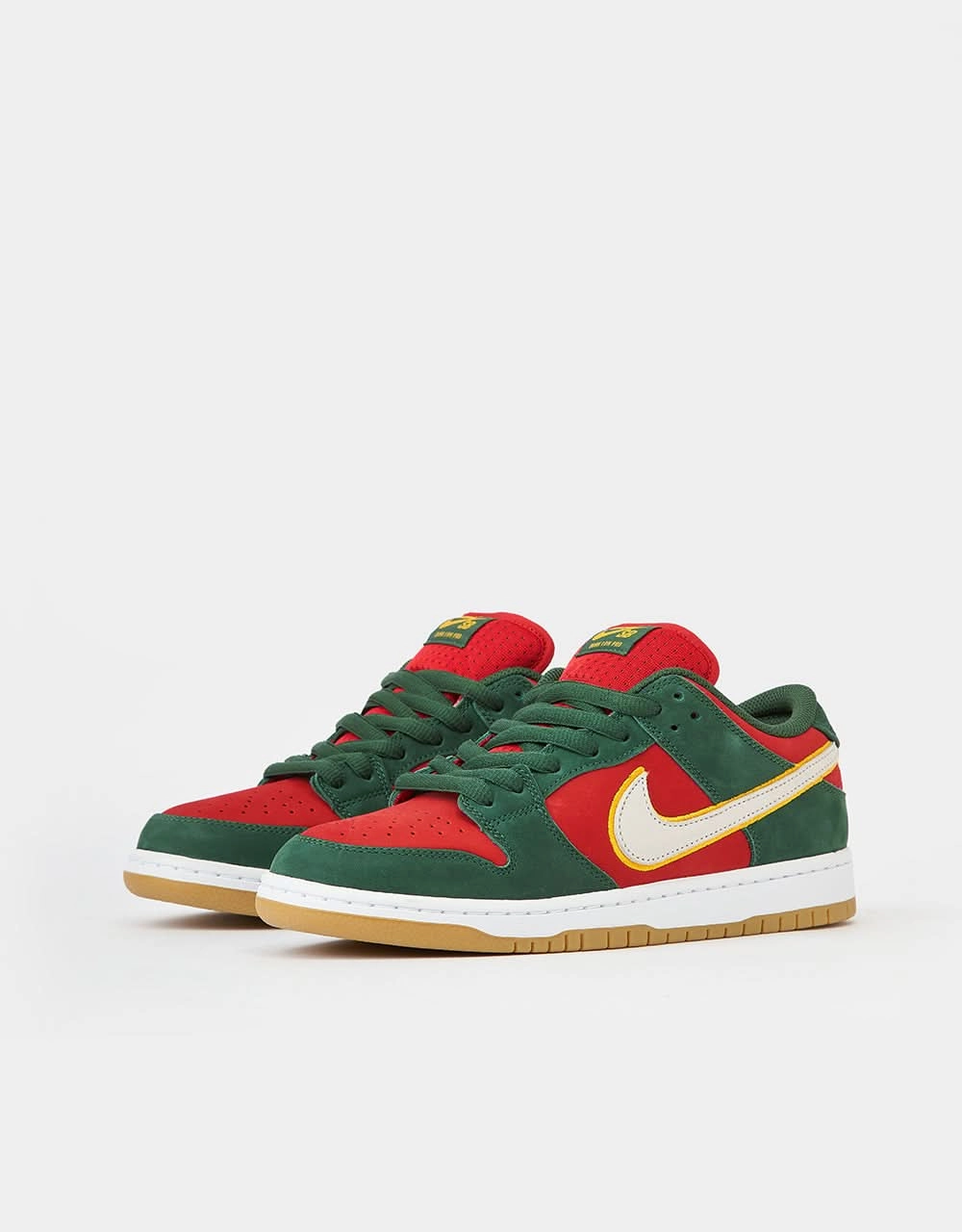 Nike Shoes And Red Nike SB 'Seattle SuperSonics' Dunk Low Pro Premium Skate Shoes - Fir/White-University Gold-Fire Red