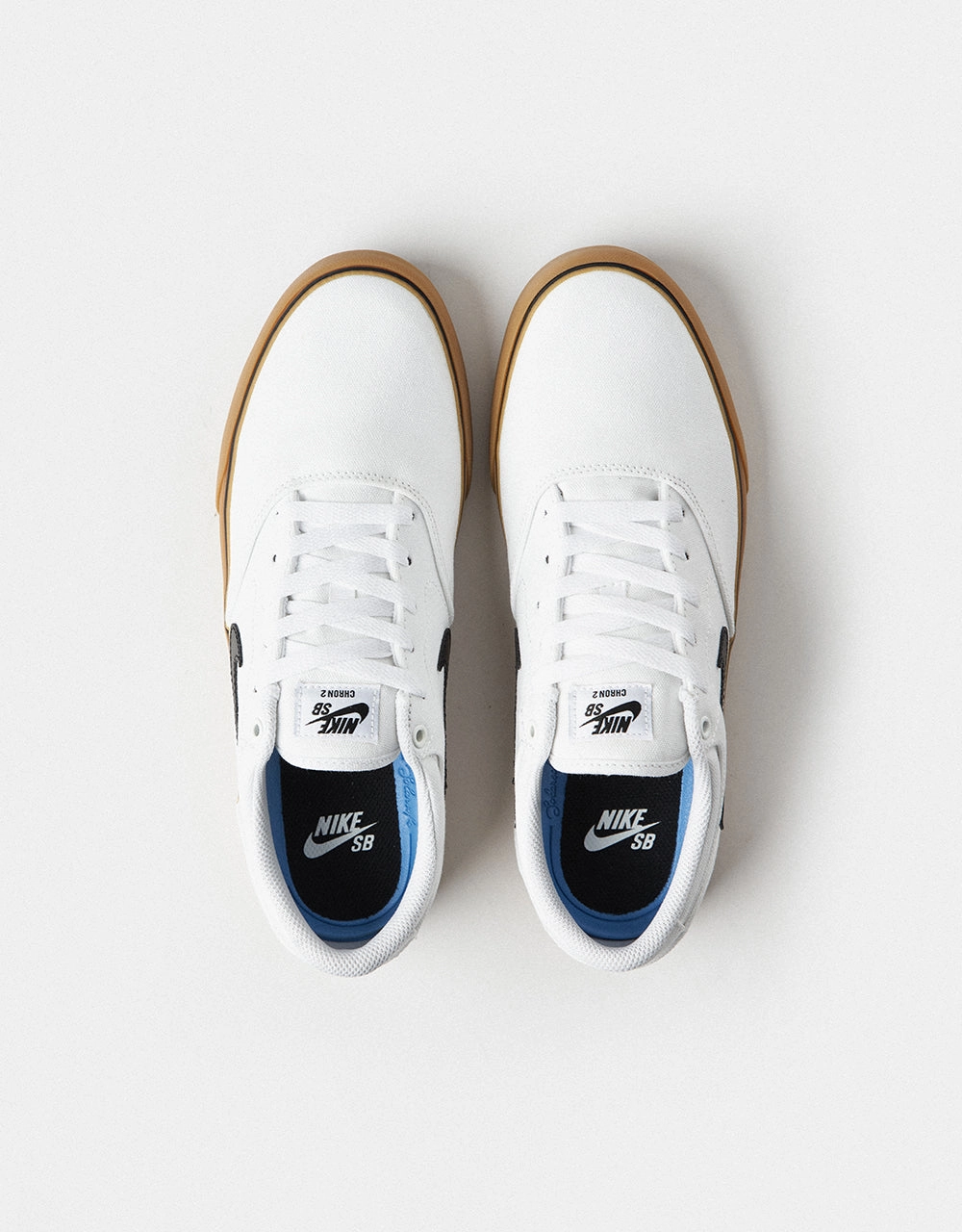 Nike SB Chron 2 Canvas Skate Shoes - White/Black-White-Gum Light Brown Nike Shoes Outlet