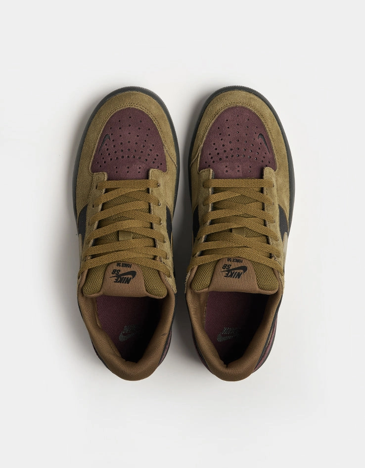 Nike Soccer Shoes Ronaldinho Nike SB Force 58 Skate Shoes - Black/Olive Flak-Burgundy Crush-Off Noir