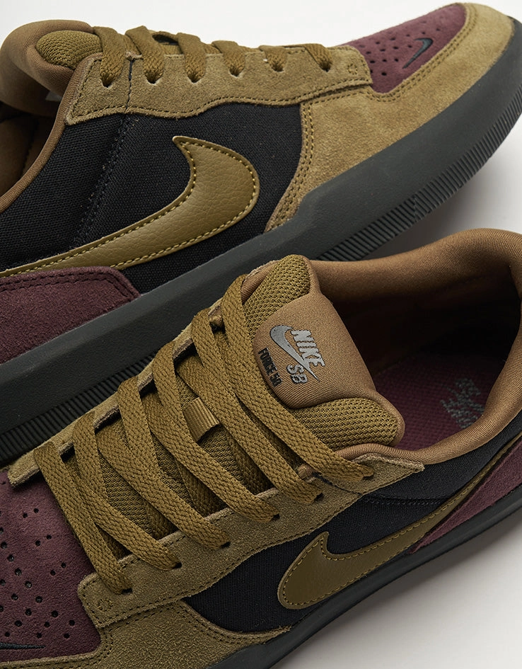 Nike SB Force 58 Skate Shoes - Black/Olive Flak-Burgundy Crush-Off Noir Nike Cloth Shoes