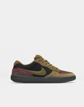 Nike SB Force 58 Skate Shoes - Black/Olive Flak-Burgundy Crush-Off Noir Shoes Nike And Jordan