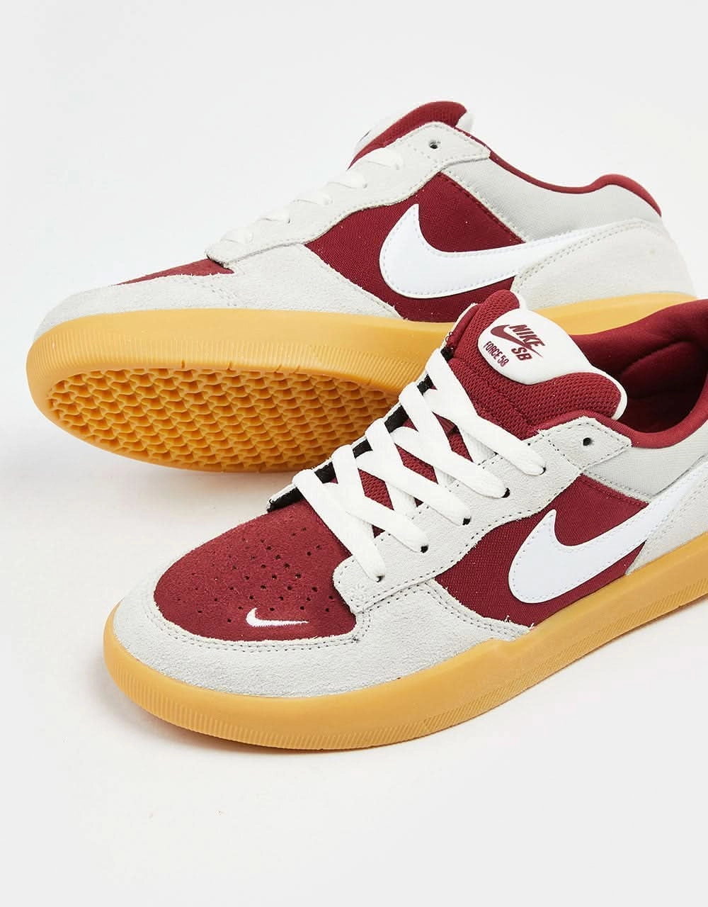 Nike SB Force 58 Skate Shoes - Team Red/White-Summit White-Gum Lt Brown Nike Max Shoes