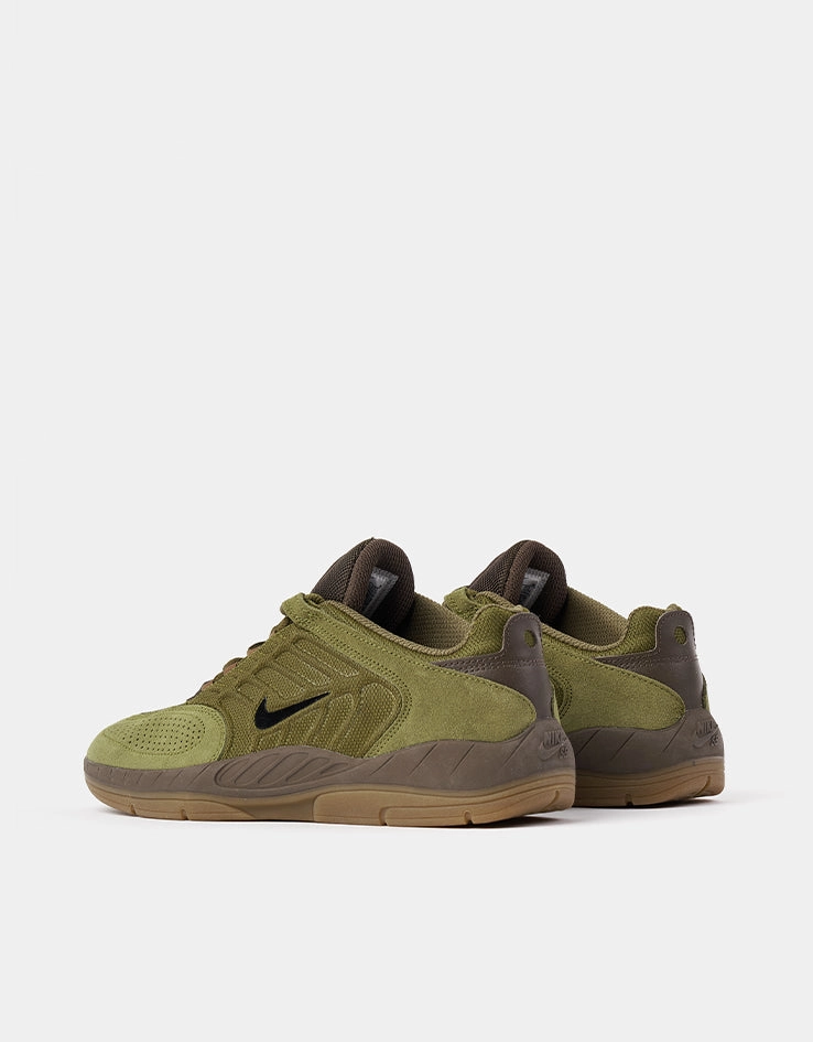 Nike SB Vertebrae Skate Shoes - Olive Flak/Black-Baroque Brown Hoop Shoes Nike