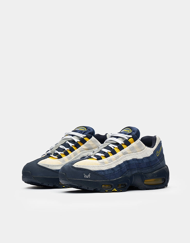 Nike Rocker Bottom Shoes Nike SB x Eric Koston Air Max 95 Skate Shoes - Obsidian/Speed Yellow-Midnight Navy-Navy