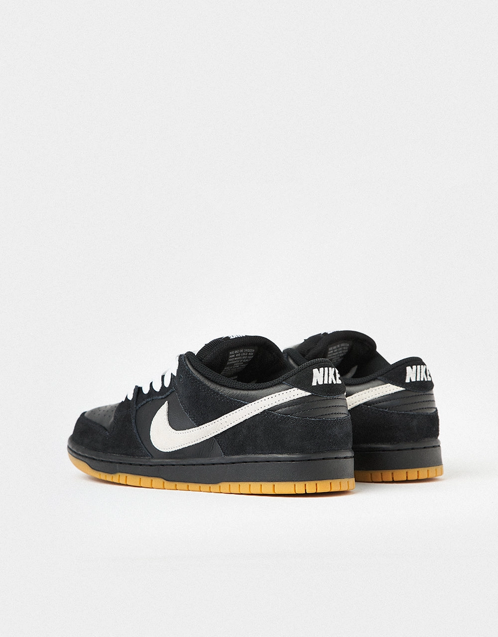 Nike SB Dunk Low Pro Skate Shoes - Black/White-Black-Gum Light Brown Make Own Nike Shoes