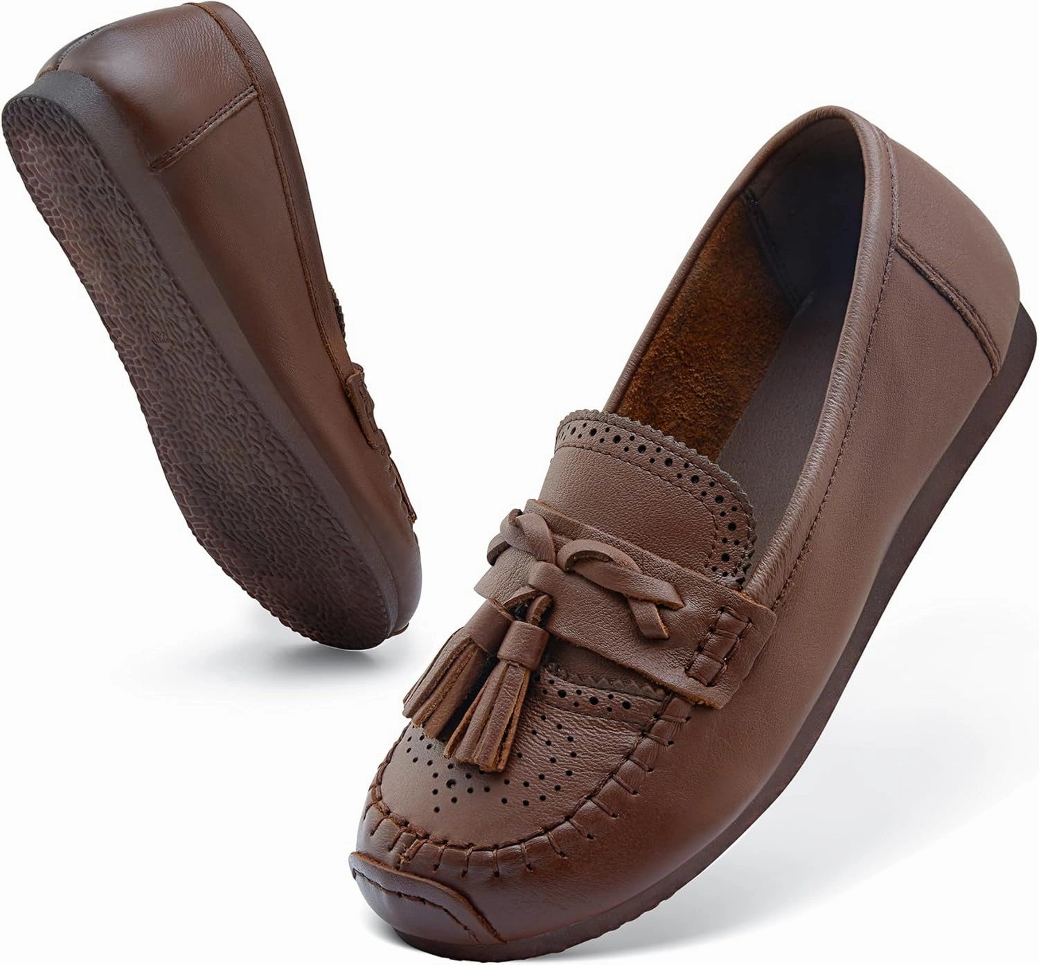 Loafers for Women Slip-Ons Genuine Leather Platfor Penny Loafers Shoes Rubber Sole No Slip Rain Boots Slip On Slip On