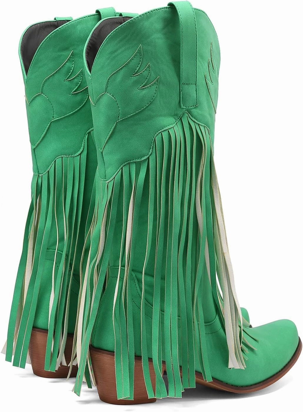 Outfits For Combat Boots Cowboy Boots For Women Comfortable Pull On Cowboy Boots Tassel Chunky Heel Pointed Toe Western Mid Calf Boots