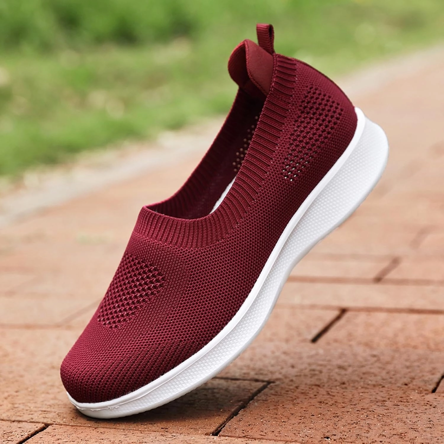 Badminton Shoes Budget YUKTOPA Women's Slip On Go Walk Shoes Comfortable Walking Sneakers Casual Mesh Knit Low Wedge Dressy Ballet Shoes Flats Nurse Shoes Zapatos para Mujer